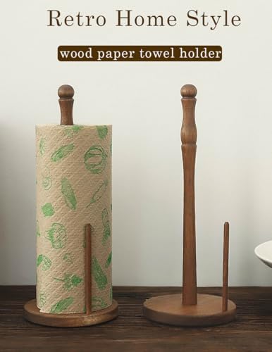 Wood Paper Towel Holder, Vintage Wooden Countertop Paper Towel Holders - Image 2