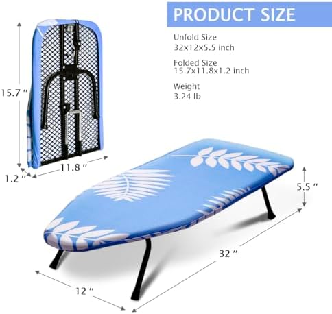 SheeChung Small Ironing Board 12"x32", Mini Ironing Board - Image 2