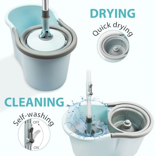 Spin Mop and Bucket with Wringer Set, 360° Spinning Mop Bucket System with 3 - Image 6