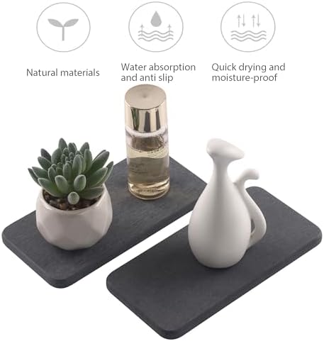 NiuYichee 2Pcs Stone Soap Trays Water Absorbing Diatomite Coaster - Image 2