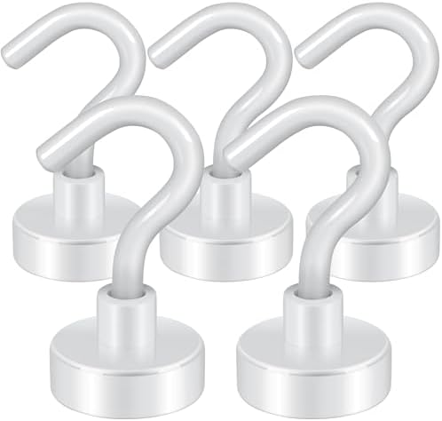 Neosmuk Magnetic Hooks Cruise Ship Essential, 30lb+ White, 5 Pack by Neosmuk