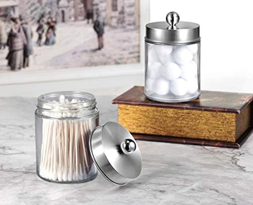 Amolliar Apothecary Jar Bathroom Qtip Holder Glass, Brushed Nickel 2Pc - Image 4