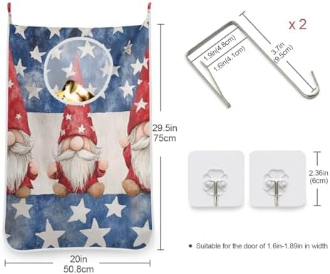 1PC Hanging Laundry Hamper Bag Over the Door Laundry Hamper Wall Hamper Large - Image 3