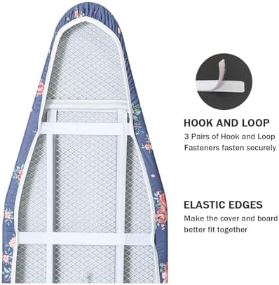 Ironing Board Cover and Pad Standard Size 15" x 54", 3 Pairs of Hook and Loop - Image 4