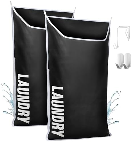Hanging Laundry Hamper Bag XL 40x22", Space Saving over the Door Storage Bags by DONAQ