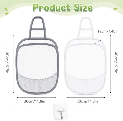 2 Pack Foldable Laundry Hamper, Hanging Laundry Hamper - Image 2