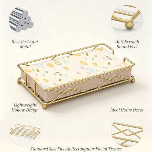Gold Napkin Basket, Guest Towel Holder & Metal Tray - Image 3