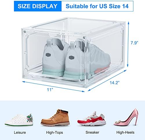 HIYOHIYO 1-Pack Clear Plastic Stackable Shoe Box Organizer, Fit US Size 14 - Image 2
