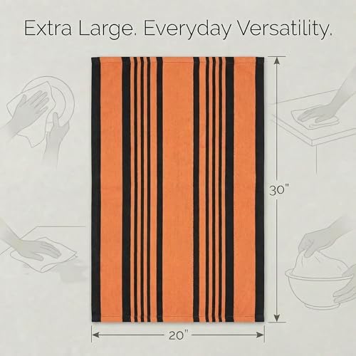 Urban Villa Kitchen Towels Cotton Dish Towels 20”x30” Orange Blk - Image 3