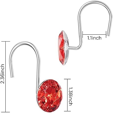 HBlife 12 Pcs Acrylic Decorative Rolling Diamond Shower Curtain Hooks Rust - Image 2
