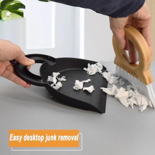 Mini Broom and Dustpan for Housekeeping-Bamboo Handle Small Broom and Dustpan - Image 3