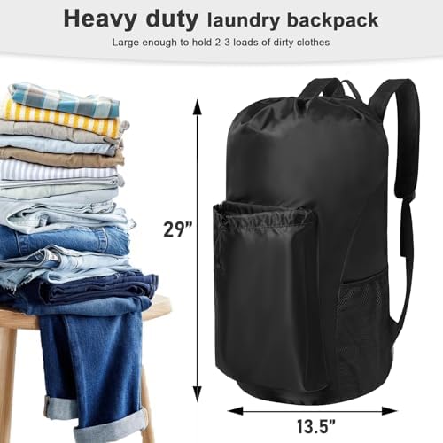 Polecasa Heavy Duty Backpack Laundry Bag, 2-3 Loads, Padded Straps - Image 3