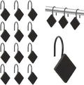 12 Pack Matte Black Rhombus Resin Shower Curtain Hooks by Unknown