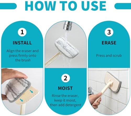 Tub Brush Scrubber with Long Handle, Durable Tub Scrubber with 4 Versatile - Image 4