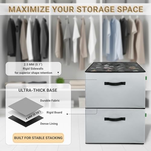 2 Pack Shoe Organizer for Closet, Foldable Fabric Shoe Storage Box - Image 3