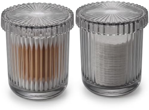 rejomiik 2 Pack Thick Glass Qtip Holder Apothecary Jars by rejomiik