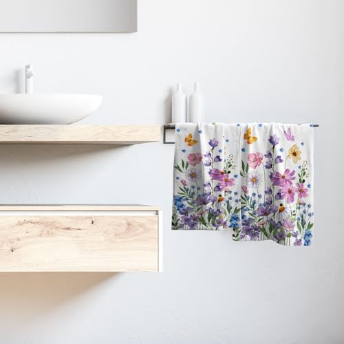 Wildflower Kitchen Towels 14"x28" Set of 2 Watercolor Floral Hand Bath Towel - Image 6