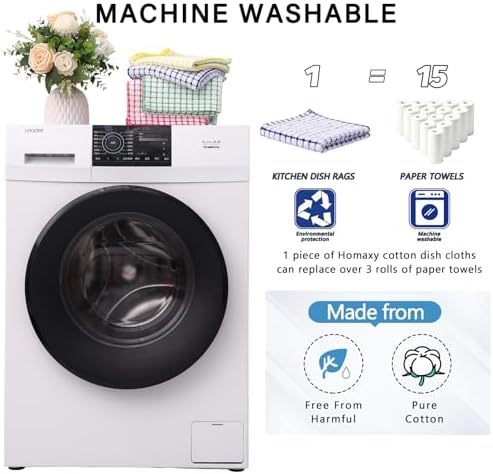 Kitinjoy Cotton 16 Pack Kitchen Towels and Dishcloths Sets, Mixed Color - Image 6