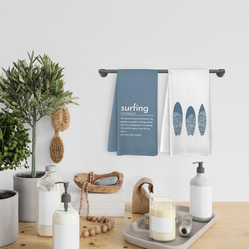 Coastal Surfing Definition Kitchen Towels and Dishcloths Set of 2, Summer Beach - Image 6