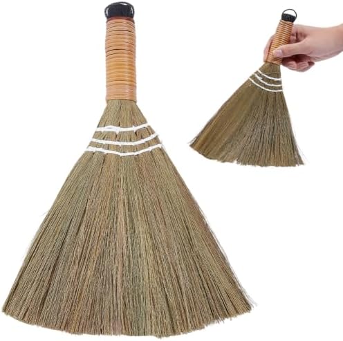 GORGECRAFT 12 Inch Hand Whisk Broom Soft Grass Natural Handle Bamboo Dark Khaki by GORGECRAFT