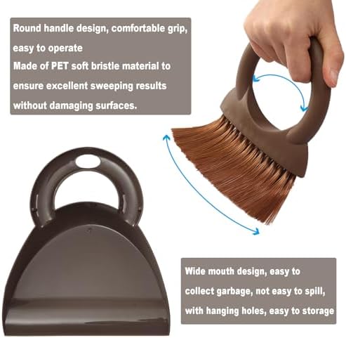 Round Handle Brush and Dustpan Set Small Broom & Dustpan Portable Handheld - Image 4