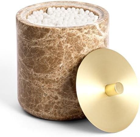 Marble Qtip Holder with Brass Lid by WORHE