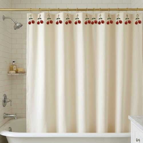 12Pcs Cherry Shower Curtain Hooks Rings, Fruit Themed Bathroom Decor - Image 6