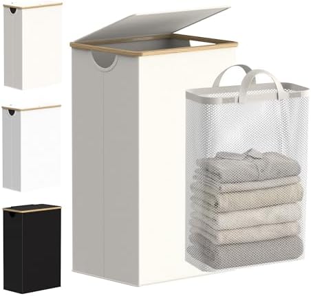 efluky Laundry Basket with Lid and Removable Bag, 100L Tall Laundry Hamper with by efluky