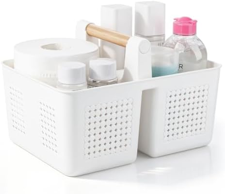 JiatuA Portable Shower Caddy Basket Plastic Caddy Organizer Small White by JiatuA