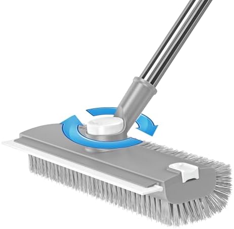 3 in 1 Floor Scrub Brush with Long Handle & Squeegee by Ehadoo