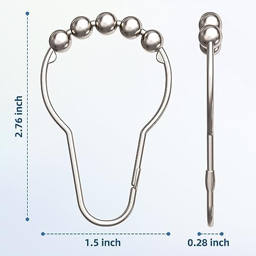 Titanker Shower Curtain Hooks Rings, Rust-Resistant Metal Shower Curtain Hooks - Image 6