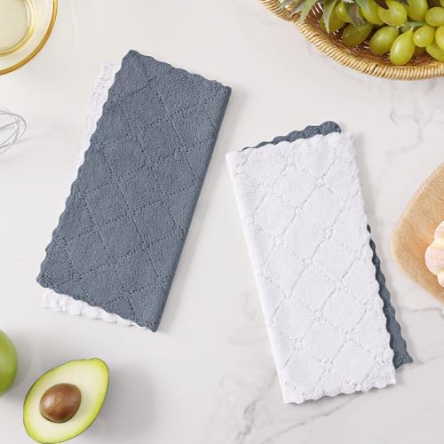 Homaxy 12 Pack Super Soft Dish Cloths, Dark Grey & White - Image 6