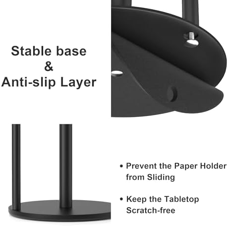 Paper Towel Holder Black Stainless Steel Kitchen Countertop Roll Organizer - Image 4
