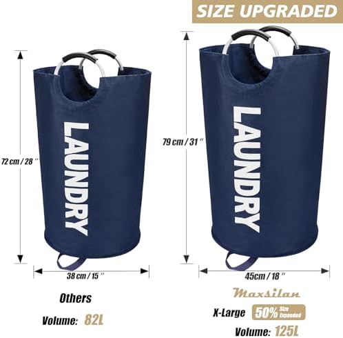 Maxsilan 125L X-Large Laundry Basket, Freestanding Tall Clothes Hamper - Image 3