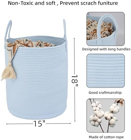 XUANGUO Cotton Rope Laundry Basket Hamper - Image 2