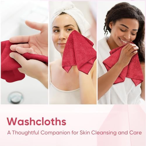 HOMEXCEL Washcloths 12PK, Ultra Soft&Highly Absorbent Face Towels, 12X12 in - Image 6