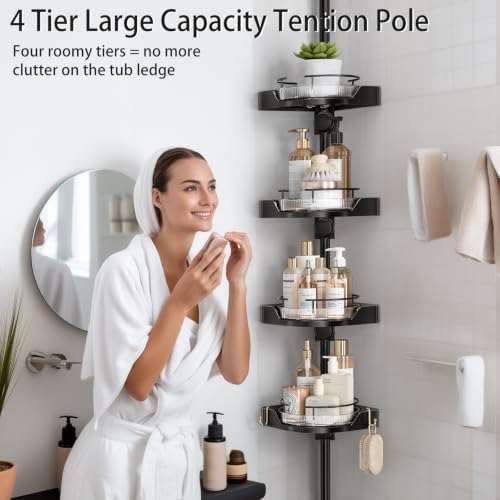 360° Rotating Corner Shower Caddy Tension Pole Organizer - Image 6