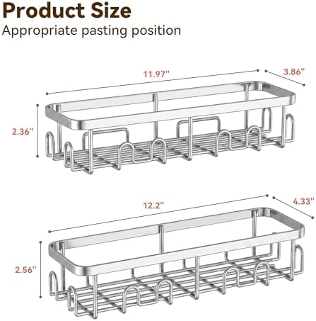 YASONIC Shower Caddy Adhesive, Rustproof Shower Organizer, Wall Shower Rack - Image 5