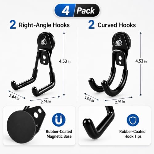 4 Pack Magnetic Hooks, Strong Magnetic Hooks Heavy Duty - Image 2