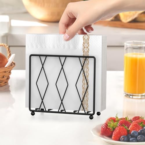 Black Napkin Holder for Table, Modern Metal Stand for Kitchen Counter - Image 6