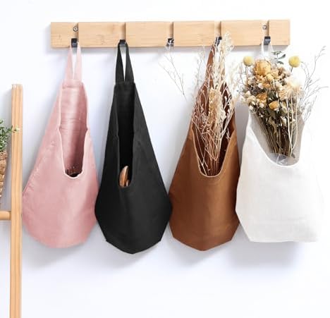 100% Linen Hanging Storage Bags Baskets 2 Pcs, Small Wall Storage Bag - Image 6