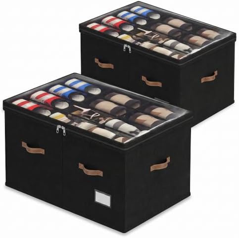 Shoe Organizer for Closet, 2 Pack Shoe Storage Bins Foldable Shoe Storage Box by Vincona
