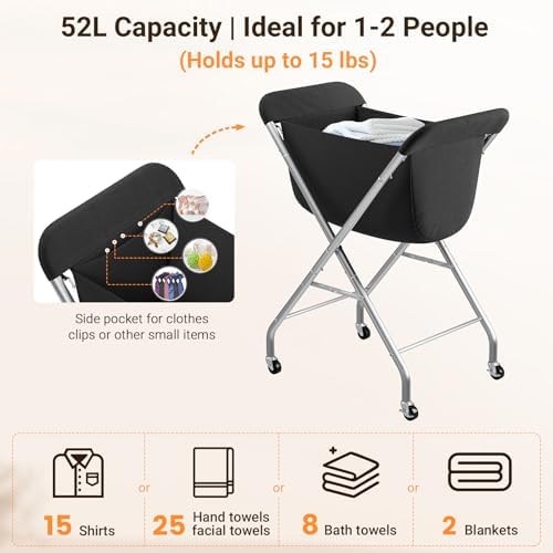 ELYKEN Laundry Basket with Wheels, Collapsible Laundry Hamper - Image 6