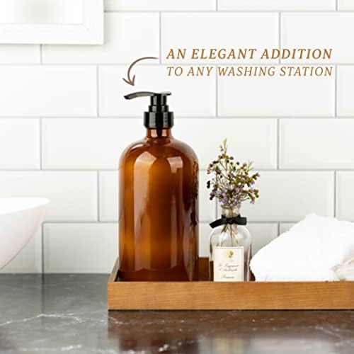 32 Ounce Glass Pump Dispenser Bottle, Large Amber Container - Image 6