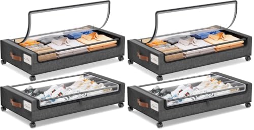 Yecaye Under Bed Storage with Wheels, Underbed Shoe Storage Organizer, Rolling by Yecaye