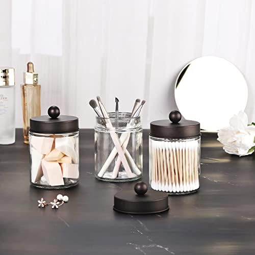 3 Pack Apothecary Jar Canisters Bathroom Vanity Organizer - Image 7