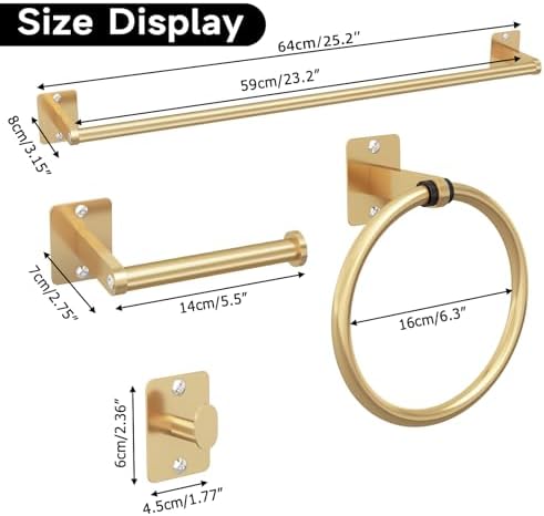 KLJKPA Bathroom Accessories Set, 4-Piece Gold Bathroom Hardware Set - Image 7
