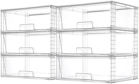 Vtopmart 6 Pack Large Clear Stackable Storage Drawers by Vtopmart