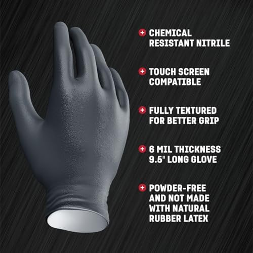 Venom Steel Industrial Nitrile Gloves, Chemical Resistant Disposable Black - Image 4
