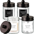 Amolliar Glass Apothecary Jars Qtip Holder w/Plastic Lids, Bronze 4pc by Amolliar